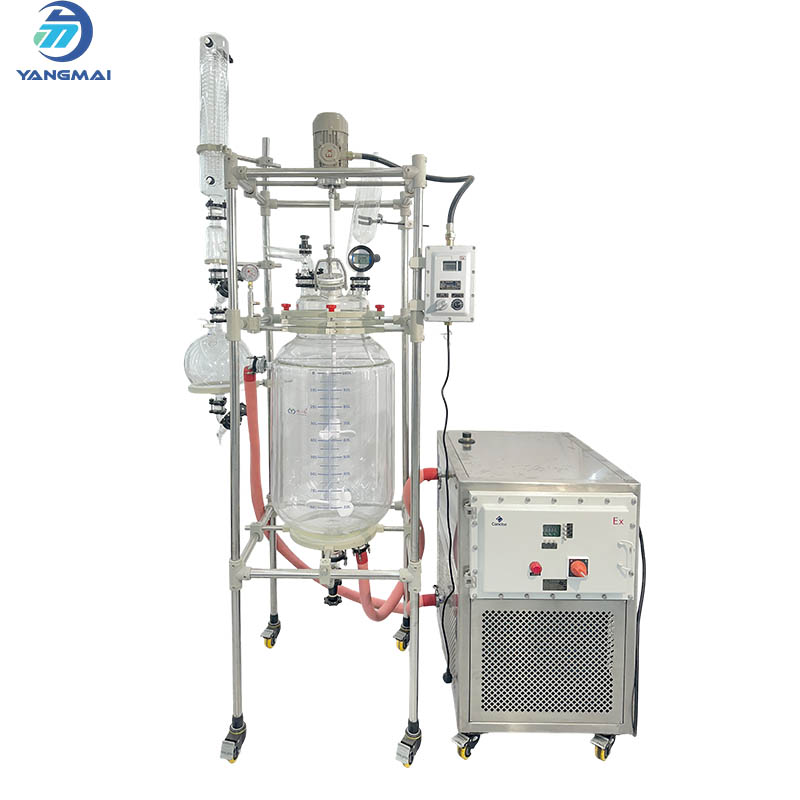 เครื่องปฏิกรณ์แก้วพร้อมระบบหมุนเวียนแบบบูรณาการอุณหภูมิสูงและต่ำ